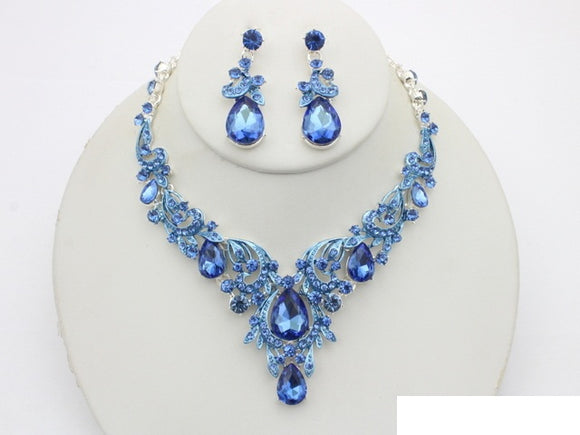 SILVER BLUE NECKLACE SET ( 20993 SLSAP )