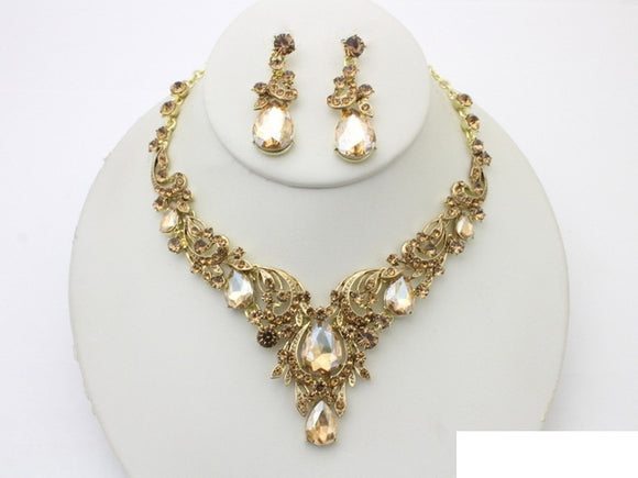 GOLD TOPAZ NECKLACE SET ( 20993 GLSA )