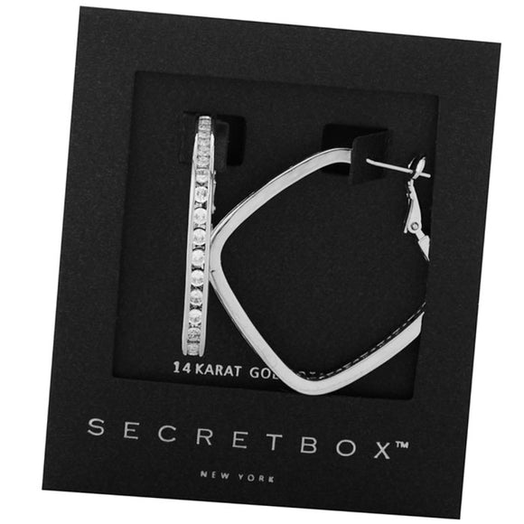 14K WHITE GOLD DIPPED HOOP EARRINGS 31mm ( 50061 WG )