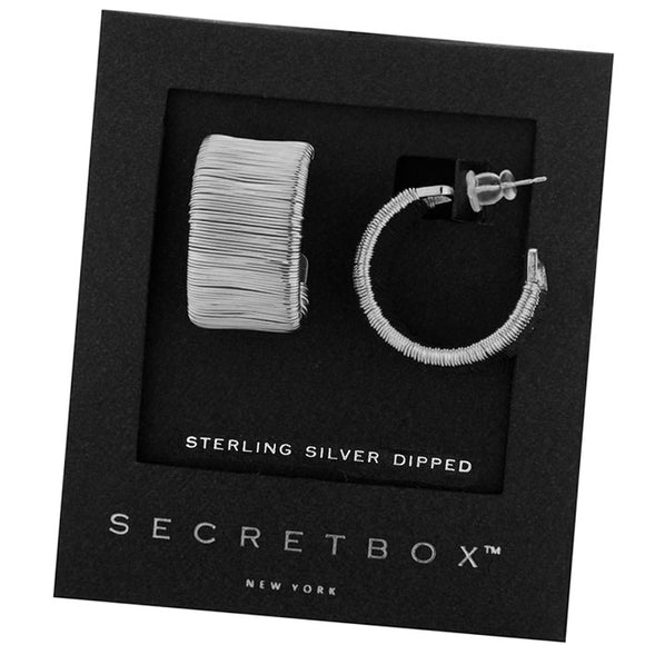 WHITE GOLD DIPPED HOOP EARRINGS ( 50066 WG )