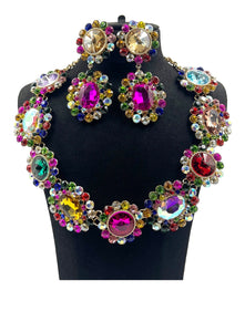 GOLD MULTI COLOR NECKLACE SET ( 0086 2MT )