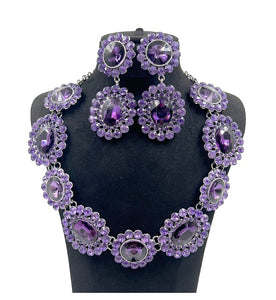 SILVER PURPLE NECKLACE SET ( 0086 3PU )