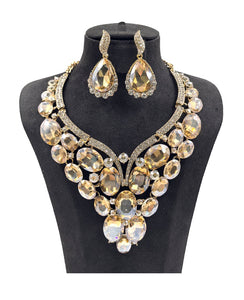 GOLD NECKLACE SET LARGE STONES ( 0093 2LT )