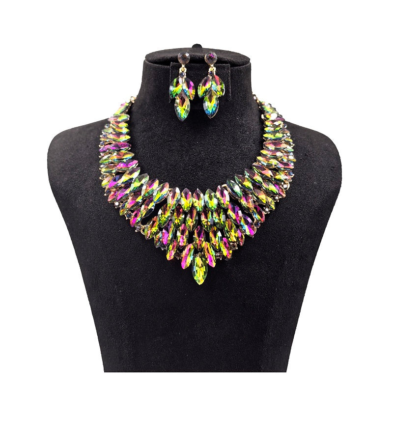 OIL SPILL RHINESTONE NECKLACE SET ( 0114 2GX ) – Ohmyjewelry.com