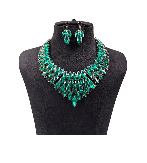 RHINESTONE NECKLACE SET ( 0114 2G )