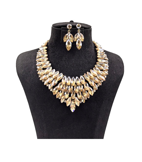 RHINESTONE NECKLACE SET ( 0114 2LT )