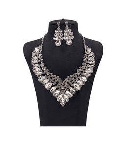 NECKLACE SET SILVER CLEAR ( 0118 3C )