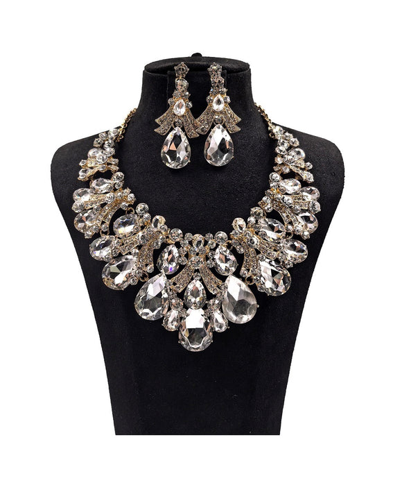 GOLD CLEAR NECKLACE SET ( 0176 2C )