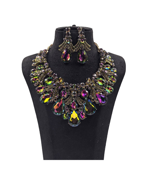 GOLD VIRAIL OIL SPILL NECKLACE SET ( 0176 2GX )