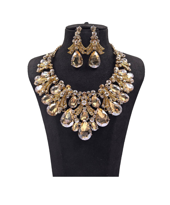 GOLD TOPAZ NECKLACE SET ( 0176 2LT )