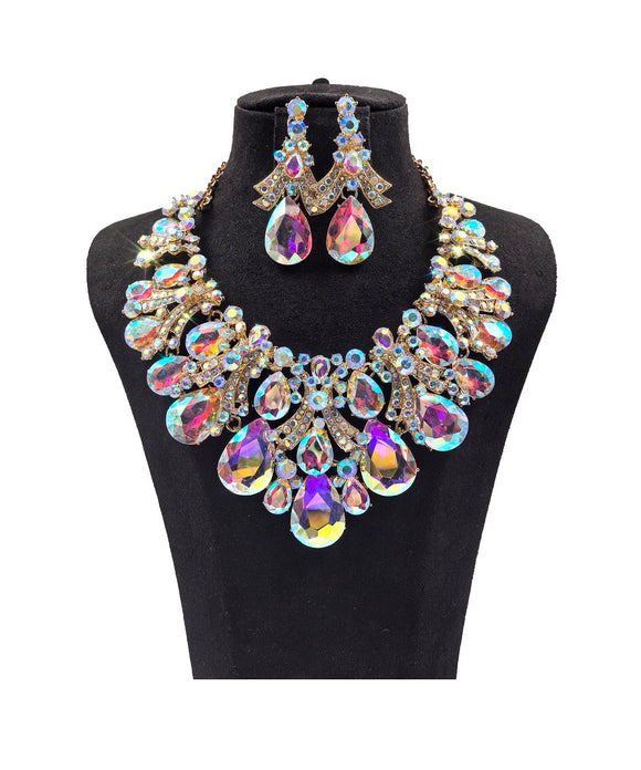 GOLD AB NECKLACE SET ( 0176 2X )