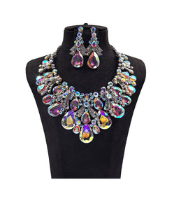 SILVER AB NECKLACE SET ( 0176 3X )