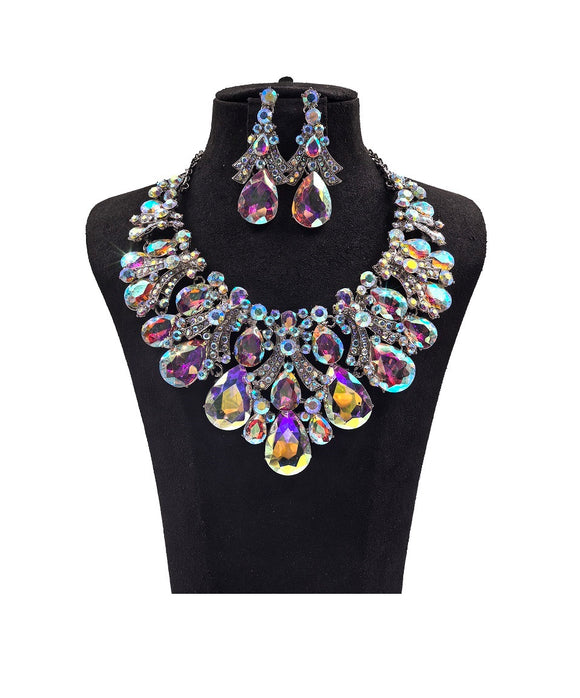 SILVER AB NECKLACE SET ( 0176 3X )