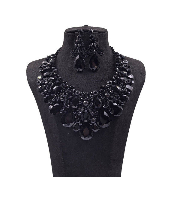 BLACK NECKLACE SET ( 0176 4J )