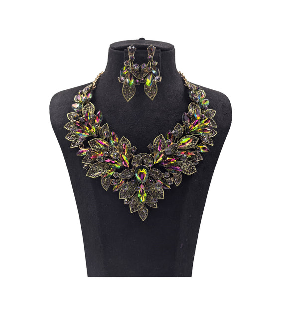 GOLD VITRAIL OIL SPILL NECKLACE SET ( 0178 2GX )