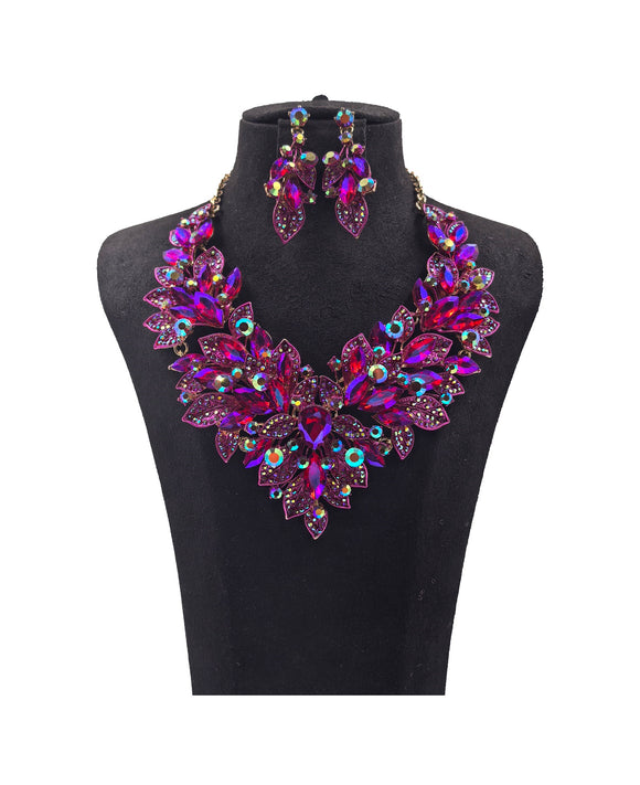 GOLD PURPLE AB NECKLACE SET ( 0178 2PUX )