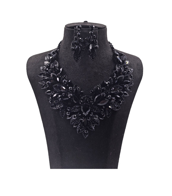 BLACK NECKLACE SET ( 0178 4J )