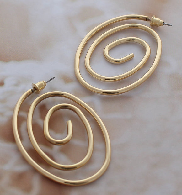 GOLD METAL SWIRL EARRINGS ( 287 G )