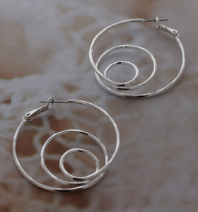 SILVER RING HOOP EARRINGS ( 968 S )