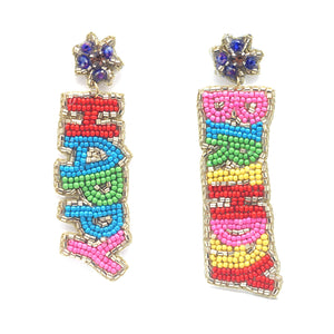 Happy Birthday Multi Color Bead Earrings ( 1018 MLT )