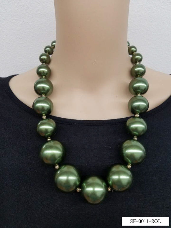 OLIVE GREEN PEARL NECKLACE ( 0011 2BR ) (Copy)