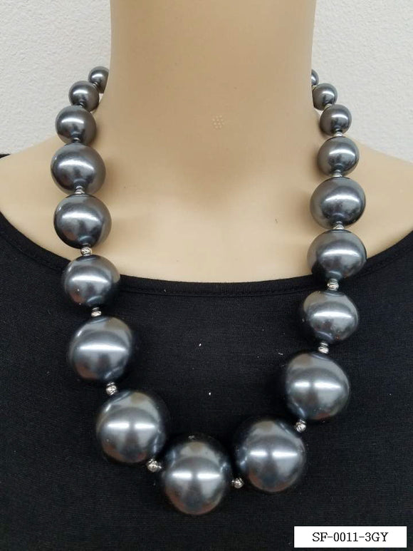 SILVER GREY PEARL NECKLACE ( 0011 3GY )