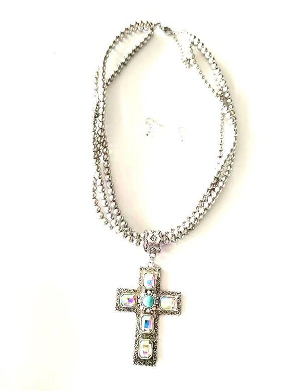 SILVER CROSS NECKLACE ( 1683 SBTQAB )