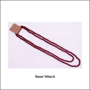 60" 8MM DARK RED CRYSTAL NECKLACE ( 101 81 )