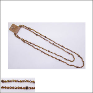 60" 8MM BROWN AB LEOPARD PRINT CRYSTAL NECKLACE ( 102 02 )