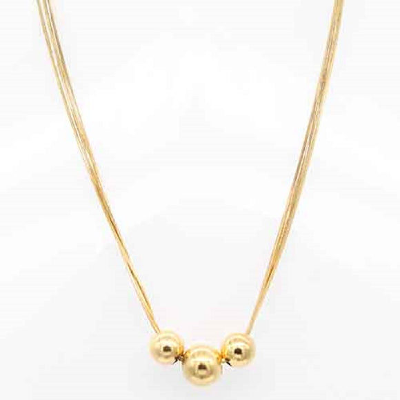 GOLD STAINLESS STEEL NECKLACE WITH BALLS CHARM ( 203 GD )