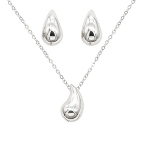 SILVER NECKLACE SET STAINLESS STEEL ( 306 SVCL )