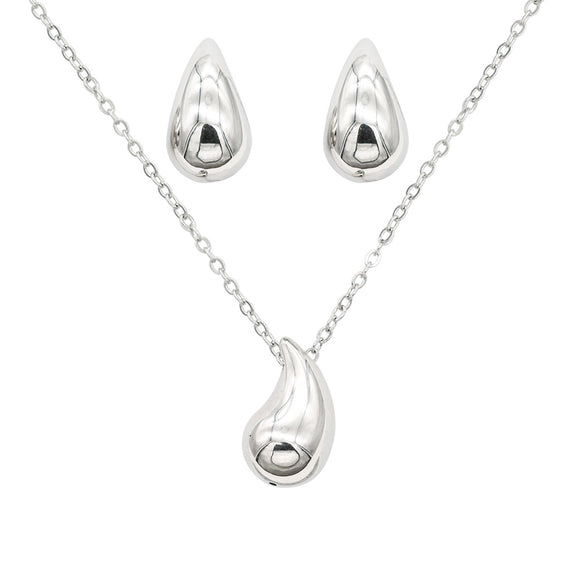 SILVER NECKLACE SET STAINLESS STEEL ( 306 SVCL )