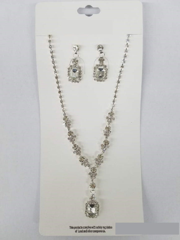Silver Necklace Set Clear Stones ( 0181 1C )