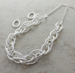 SILVER RING NECKLACE SET ( 1046 S )