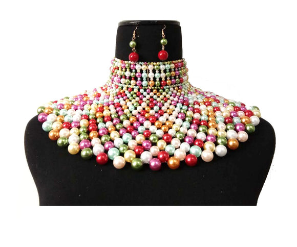 MULTICOLOR BIB NECKLACE SET ( 0060 2MT )
