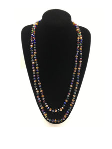 8mm 60" Knotted Dark Multi Color Beaded Long Necklace ( 0064 -MT6)