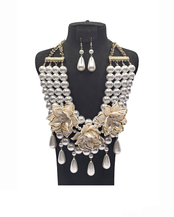 GOLD WHITE PEARL NECKLACE ( 0200 2WHGL )