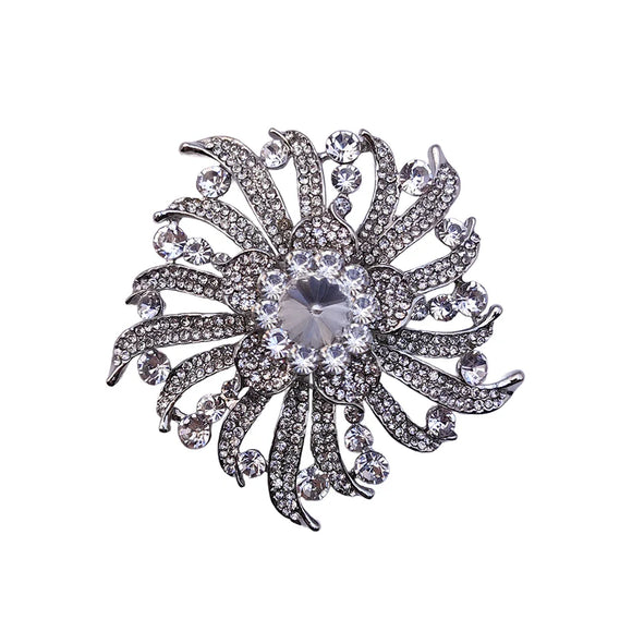 SILVER BROOCH Clear STONES ( 06199 CL )