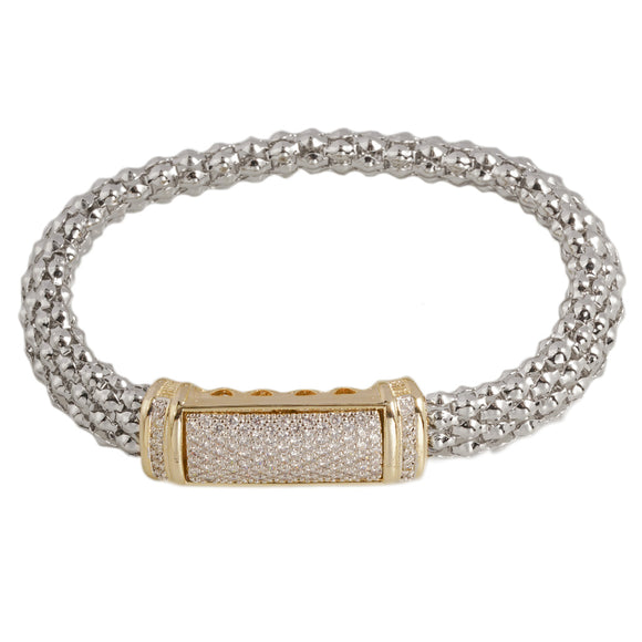 SILVER GOLD BRACELET CZ STONES ( 2408 BXKPV )