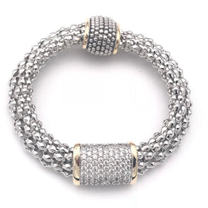 14K GOLD PLATED MAGNETIC BRACELET CLEAR STONES ( 041 )