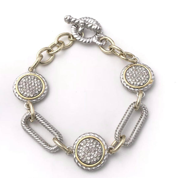 14K GOLD PLATED BRACELET CLEAR STONES ( 093 )