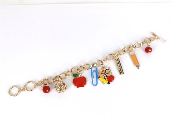 Gold School Charm Bracelet ( 1370 GDMT )
