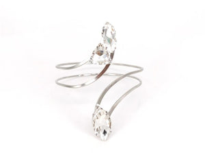 SILVER ARM CUFF CLEAR STONE ( 1766 RHCL )
