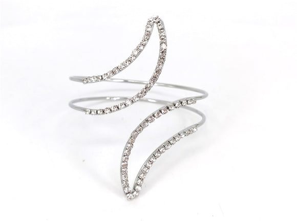 SILVER BANGLE CLEAR STONES ( 1779 RH )