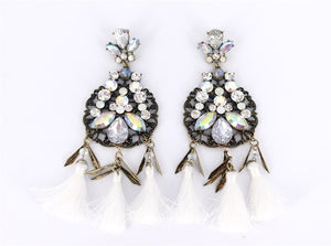 GOLD BLACK WHITE DANGLING EARRINGS ( 2951 GBWT )