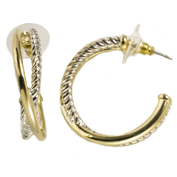 SILVER GOLD HOOP EARRINGS ( 533 K )