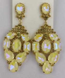 GOLD DANGLING EARRINGS YELLOW STONES ( 057 2YE )