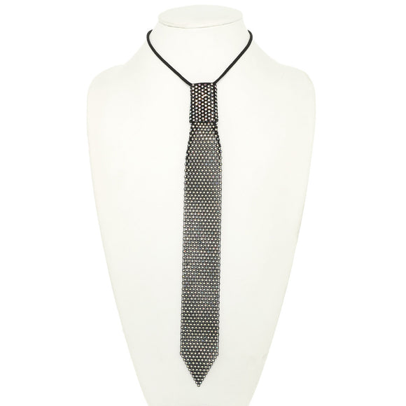 BLACK AB STONE NECKTIE NECKLACE ( 1532 BAB )