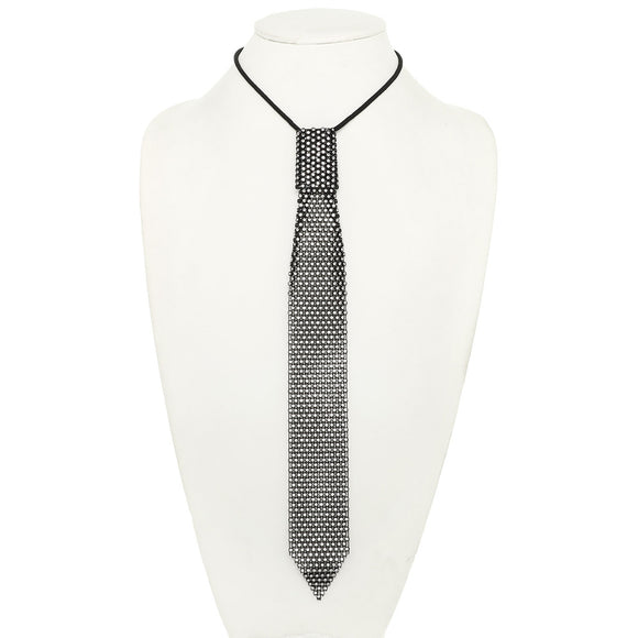 BLACK CLEAR STONE NECKTIE NECKLACE ( 1532 BCL )