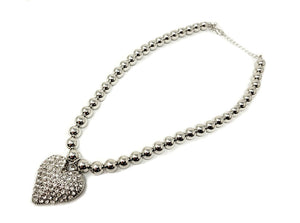 SILVER HEART NECKLACE SET ( 1098 RH )